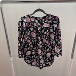 kim rogers Black Floral Quarter Button Blouse Photo 7