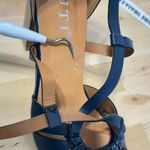 JUTI Womens Navy Blue Retro Round Toe Hollow Out High Block Heels NWOB Photo 9