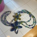 Source Unknown Multicolor Floral Beaded Necklace Blue Photo 5