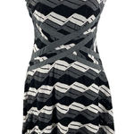ECI  New York‎ Fit & Flare Dress Womens 8 Black White Geometric Sleeveless Lined Photo 0