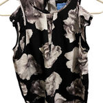 Vera Wang Simply Vera  Black and White Floral Sleeveless Blouse Photo 0