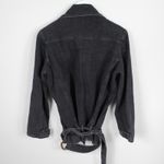 Nanushka Charcoal Black Cite Oversized Denim Belted Moto Biker Jacket Size XS Photo 7