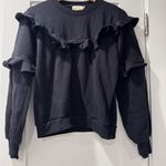 Nation Ltd  Black Ruffled Sweatshirt Photo 1