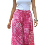 Amanda Uprichard  Pink Silk Tie-Dye Wide Leg Pants | Boho Resort Chic | Size M Photo 0