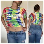 Calvin Klein Shirt Rainbow Crop Top Tie Dye XS Oversized Photo 1