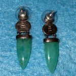 WHITNEY KELLY Jadeite lapis agate pierced earrings .925 sterling silver vintage Blue Photo 1