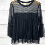 Mossimo Black Sheer Polka Dot Bell Sleeve Flowy Top Size XL Photo 5
