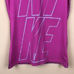 Nike Pro Dri-Fit Women’s Spell Out Front Striped Back Pink Gray Athletic Shirt Photo 2