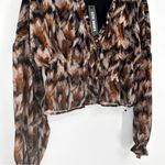 Steve Madden NEW Hollis Brushstroke Chiffon Blouse Top Black Tan Women's S Photo 4