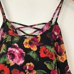 Paper Crane Black Pink Red Green Floral Flounce Tiered Boho Crop Top Tank Blouse Photo 2