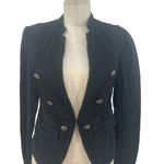 Free People  Jagger‎ Blazer Black Military Button Front Cotton Size XS Photo 3