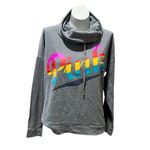 Victoria's Secret  PINK Women's M Gray Cowl Neck Hoodie Rainbow Logo Photo 2