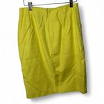 Loft Ann Taylor  Yellow Textured Slit Pencil Skirt | Size 4 Photo 4