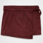 American Eagle High Rise Faux Suede Burgundy Wrap Skort Photo 1
