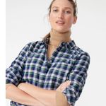 J.Crew Button Down Shirt Plaid Flannel Classic Fit Boyfriend Preppy US 00 NWT Photo 2