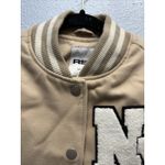 RSQ  Varsity Lettermen Jacket Women Size Small Beige-Taupe With Ivory Photo 6