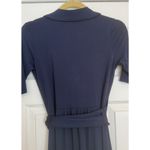 Quince Tencel Jersey Wrap Midi Dress Size XS Navy Blue Work Office Career Photo 3