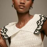 Anthropologie By Collared Open-Stitch Sleeveless Pullover Sweater Tank Top Photo 2