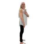 Who What Wear Cream Bkack Stripes Sleeveless Blouse Size L Photo 6