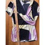 Wrapper Vtg Black 90s/Y2K Short Sleeve  Brand Top Faux Wrap Knotted dKNY L Photo 4