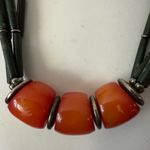 CARNELIAN HORN AND CORAL CHOKER‎ ORANGE GREEN ETHNIC TRIBAL RARE Photo 2