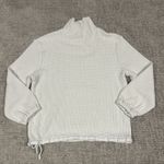 Faherty Echo Thermal Mock Neck Pullover Top Womens Large Ivory Organic Cotton White Photo 7