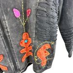 Rising International Cotton Black Floral Patchwork Hooded Zip Up Sweatshirt XL Photo 3