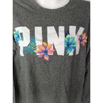 PINK - Victoria's Secret  Gray Hibiscus Floral Tee Shirt Size S Hawaiian Tropical Photo 2