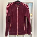 Boston Proper  Sporty Burgundy & Pink Velour Zipper Track Jacket Size Small S Photo 9