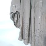 Rose + Olive  S Taupe Cut Work Trim Top Photo 1