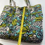 Vera Bradley  Island Blooms Quilted Cotton Large Tote Bag Floral Aqua 14” School Photo 1