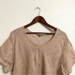Flax  Womens Shirt Tunic Beige Tan Short Sleeve Diamond Pattern Size Large Photo 2