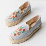 Anthropologie New Soludos x Oranges 8.5 Embroidered Chambray Denim Espadrille Photo 0