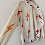 Aviator Nation Aviator Pullover Crewneck Sweatshirt in Cream Rainbow Lightning Velour Size M Photo 2