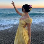 Free People  Feeling Bonita Midi Maxi Dress in Yellow Size Large Romantic Dainty Photo 6