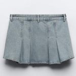 ZARA NWT  Bloggers Fave Crop Mini Pleated Denim Skirt XL Photo 3