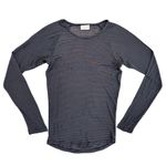 Dries Van Noten Gray Navy Stripe Long Sleeve Semi Sheer Crew Neck Top XS Photo 0