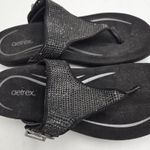 Aetrex ® Rae Orthotic Sparkle Thong Sandal Black Women Size 7 Flip Flop Glamcore Photo 5