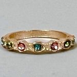 Gold Pink Blue Green Round Gemstone Diamond Band Ring Jewelry Size 7 💖 Photo 0