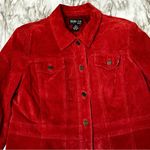 Style of New York Petite Women’s Sz L Red Suede Button Down Jacket Fall Festive Photo 3