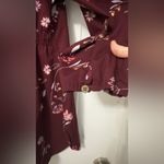Maternity Floral Burgundy Blouse Purple Size M Photo 4