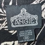 Angie Women’s Boho Tropical Leaf Print Black White Side Ties Baby Doll Tank Top Photo 6