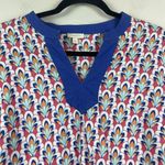 Talbots Womens Top Large Geo Print 100% Cotton Lightweight Blouse Novelty Boho Photo 2