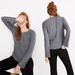 Madewell Top Heathered Thermal Henley Tee Long Sleeve Gray M Photo 1