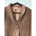 J.Jill Brown Velour Corduroy Velvet Trim Cozy Shawl Collar Jacket XL Photo 5