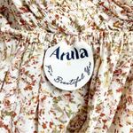 Arula Top Autumn Floral Long Sleeve Babydoll Blouse Taupe Rust Plus Size B | 2X Red Photo 8