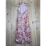 Lulus NWT  Unique Impression Pink 3D Floral Embroidered Halter Midi Dress Size M Photo 5
