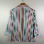 Ali Miles Rainbow Striped Blouse Medium Multicolor Pastel Colorful Office Bright White Photo 4