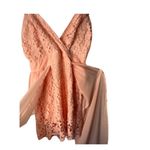Womens Romper Shorts Size M Maxi Sheer Cape Pink Crochet Sleeveless Junior NWT Photo 2