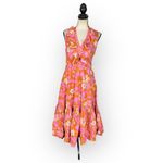 Warm Sierra Midi Dress Women's Size 3 Pink Orange Floral Ruffle Sleeveless RTR Size L Photo 2